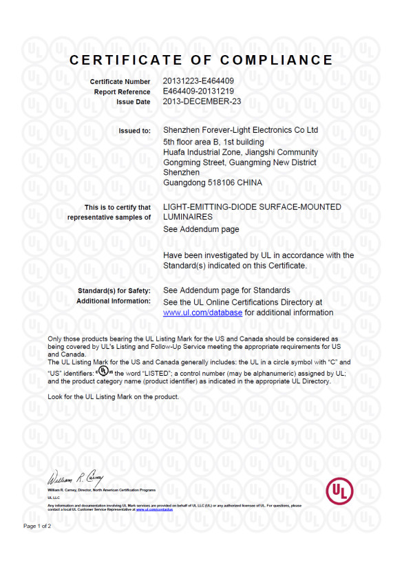 CREE LED high bay light passed  UL certificate
